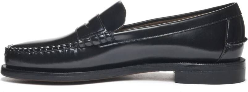 Sebago Handgemaakte leren mocassin schoen Black Heren