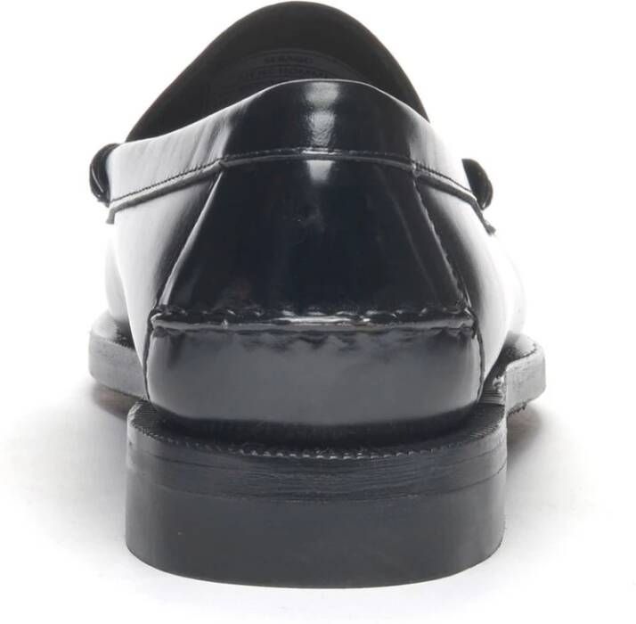 Sebago Handgemaakte leren mocassin schoen Black Heren