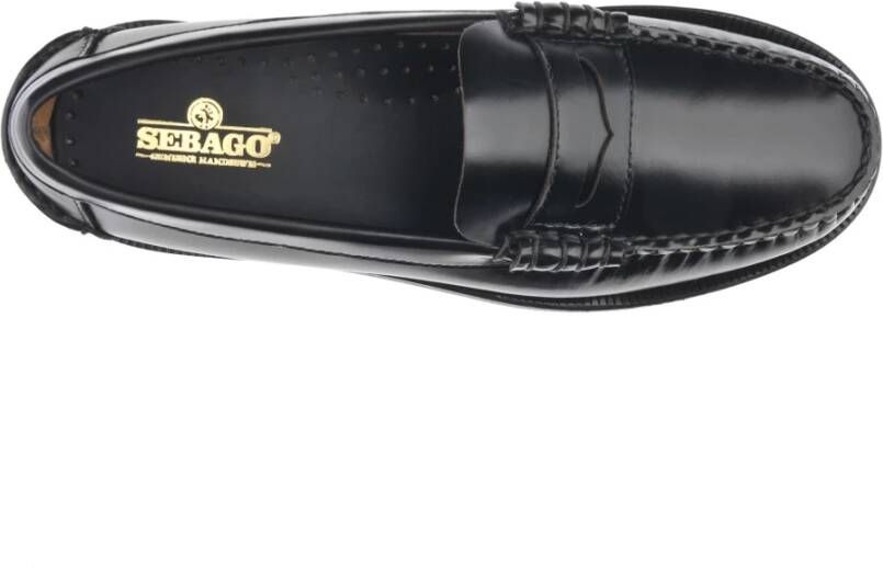 Sebago Handgemaakte leren mocassin voor vrouwen Black Dames