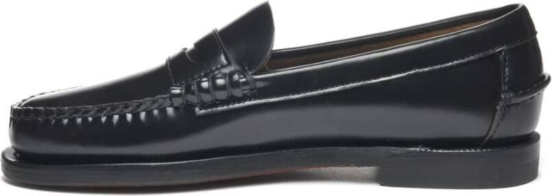 Sebago Handgemaakte leren mocassin voor vrouwen Black Dames