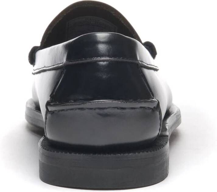 Sebago Handgemaakte leren mocassin voor vrouwen Black Dames