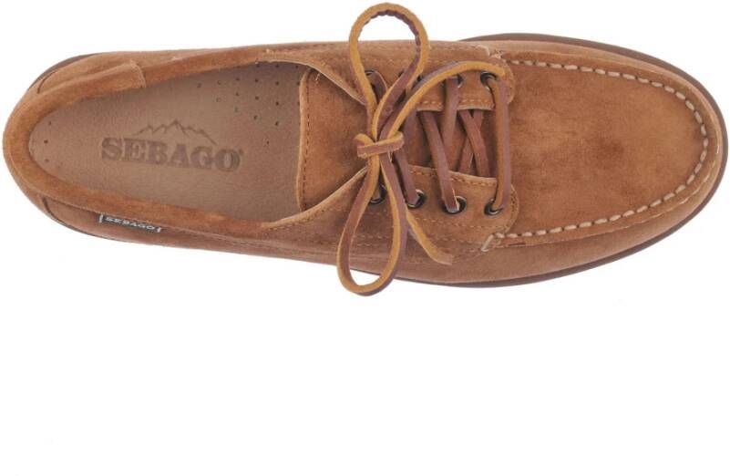 Sebago Handgemaakte suède mocassin met rubberen zool Brown Heren