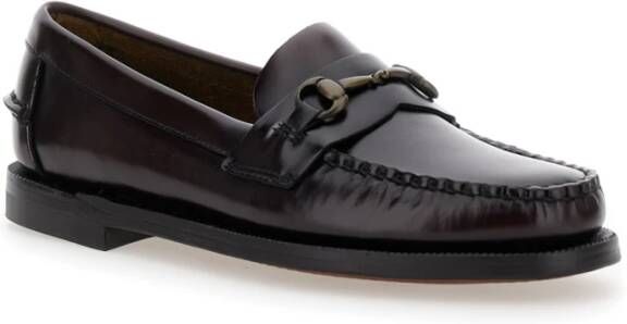 Sebago Klassieke Bordeaux Platte Schoenen voor Vrouwen Red Dames