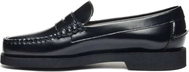 Sebago Klassieke leren mocassin schoen Black Dames