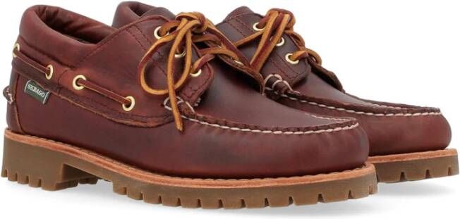 Sebago Premium Brown Burgundy Stijlvolle Schoenen Brown Heren