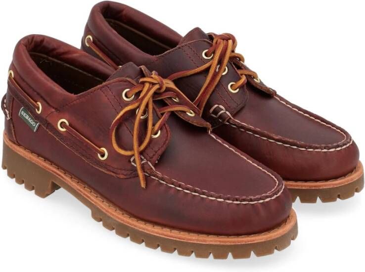 Sebago Premium Brown Burgundy Stijlvolle Schoenen Brown Heren