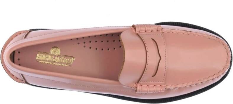 Sebago Roze Leren Penny Loafer Schoenen Pink Dames