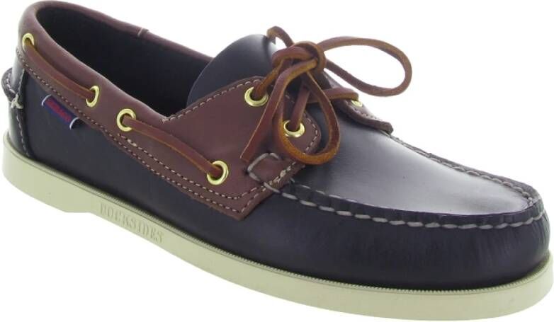 Sebago Waxy Leren Docksides Schoenen Blue Heren