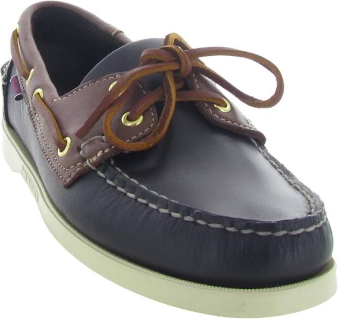 Sebago Waxy Leren Docksides Schoenen Blue Heren