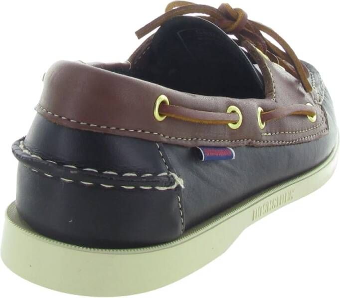 Sebago Waxy Leren Docksides Schoenen Blue Heren