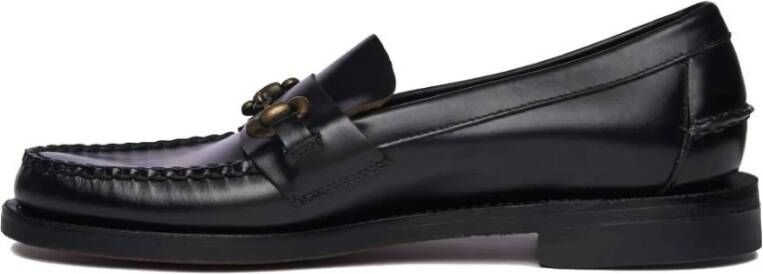 Sebago Zwarte leren instapper Black Heren