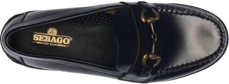 Sebago Zwarte leren instapper Black Heren