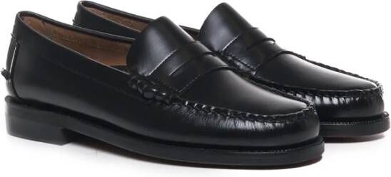 Sebago Zwarte Leren Instappers Black Heren