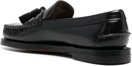 Sebago Zwarte Leren Kwast Slip-On Schoenen Black Dames