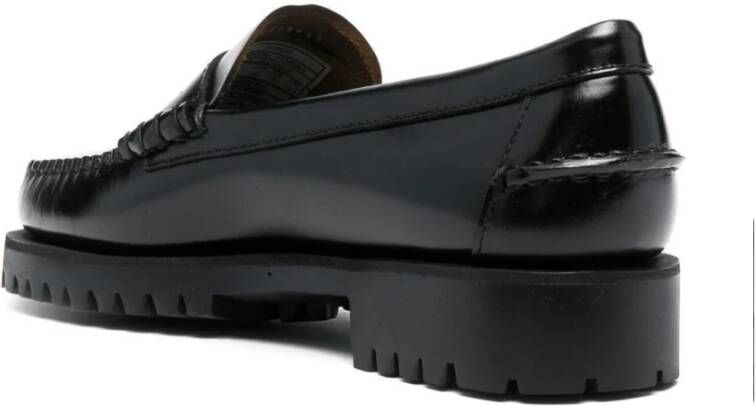 Sebago Zwarte leren lug loafers Black Dames