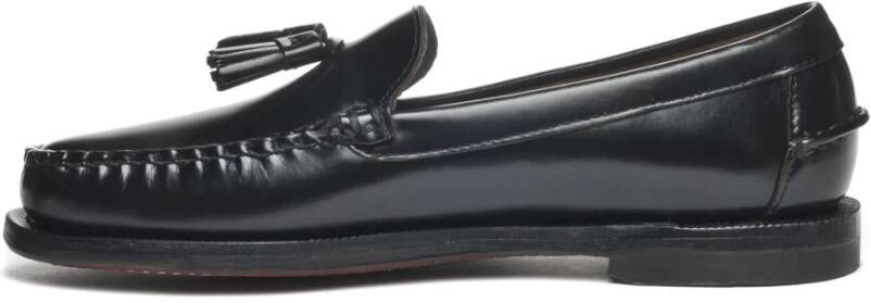 Sebago Zwarte leren mocassin voor vrouwen Black Dames