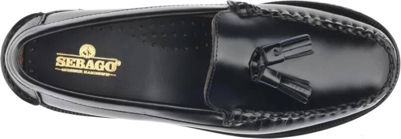 Sebago Zwarte leren mocassin voor vrouwen Black Dames