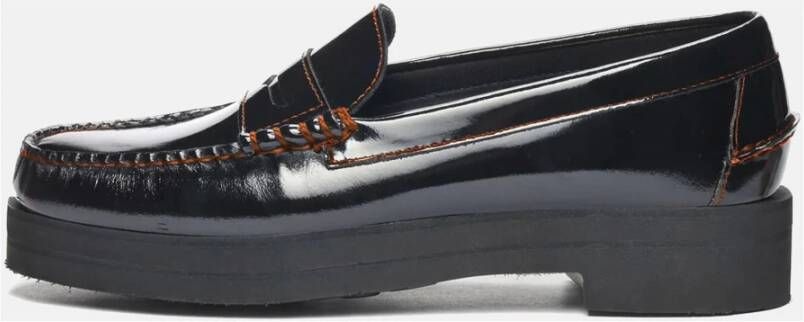 Sebago Zwarte Patent Leren Penny Loafers Black Dames