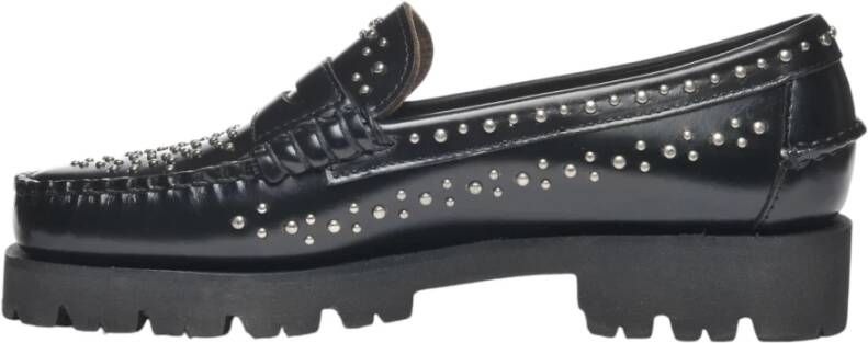 Sebago Zwarte Platte Studs Mocassino Schoenen Black Dames