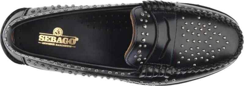 Sebago Zwarte Platte Studs Mocassino Schoenen Black Dames