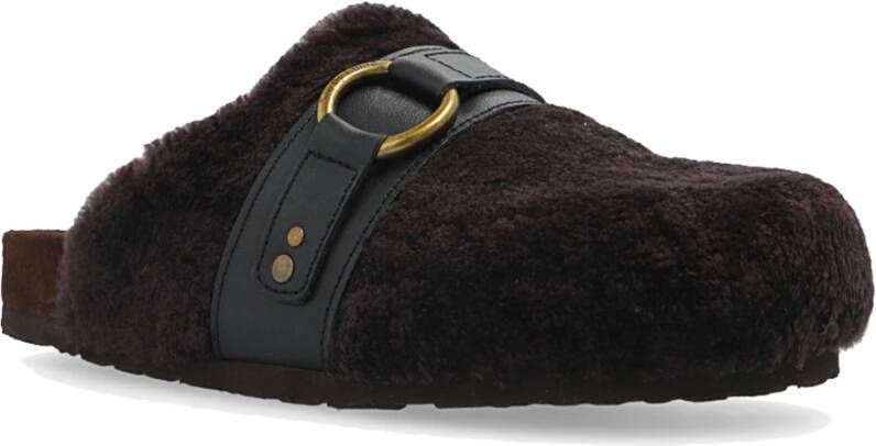 See by Chloé Bruine Faux Fur Slides voor Dames Brown Dames