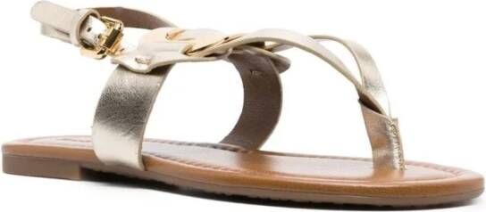 See by Chloé Chany Metallic Sandalen met Gegraveerd Logo Yellow Dames