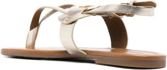 See by Chloé Chany Metallic Sandalen met Gegraveerd Logo Yellow Dames