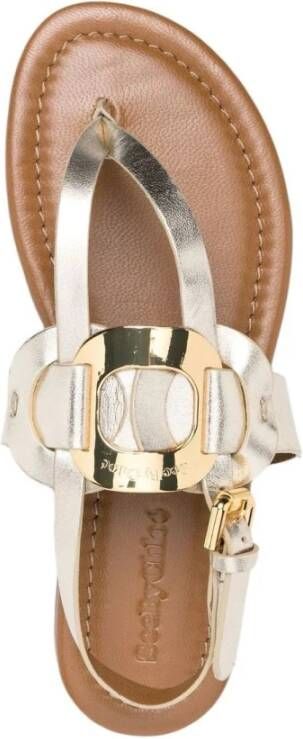 See by Chloé Chany Metallic Sandalen met Gegraveerd Logo Yellow Dames