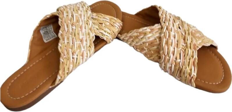 See by Chloé Gevlochten PU Leren Slides Beige Dames