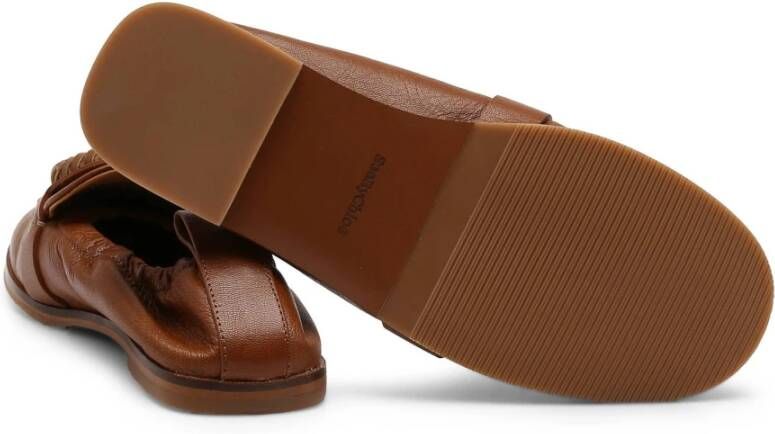 See by Chloé Leren Loafers met Goudkleurige Hardware Brown Dames