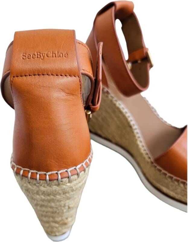 See by Chloé Leren Sleehak Espadrilles Sandalen Brown Dames