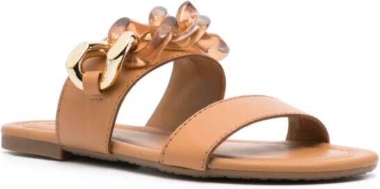 See by Chloé Monyca Kettingdetail Leren Sandalen Brown Dames