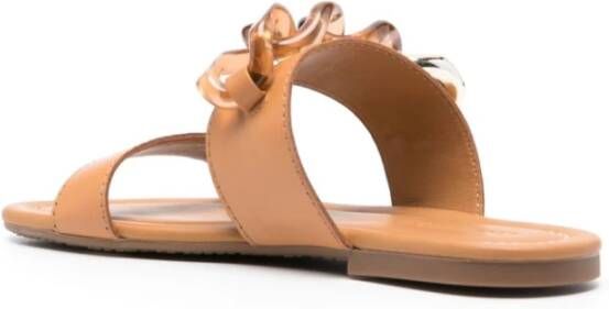 See by Chloé Monyca Kettingdetail Leren Sandalen Brown Dames