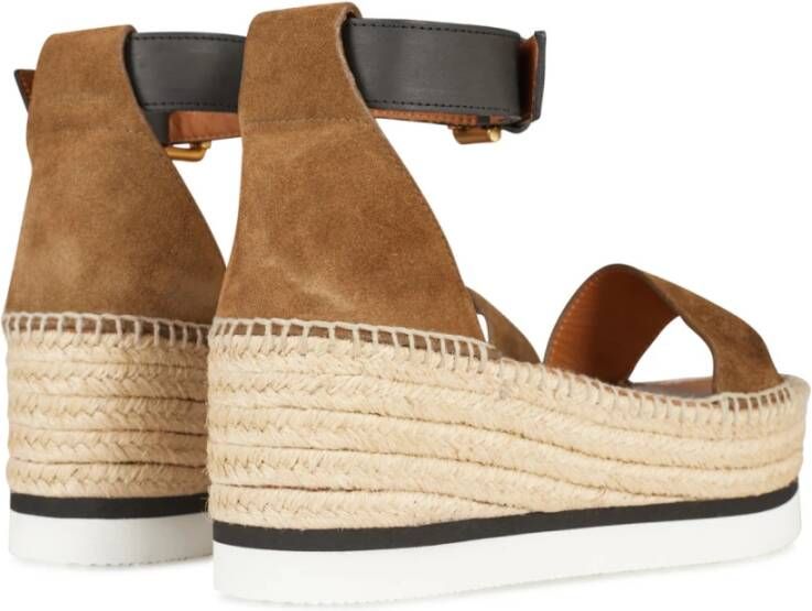 See by Chloé Olijf Natuur Platform Espadrilles Sandalen Brown Dames