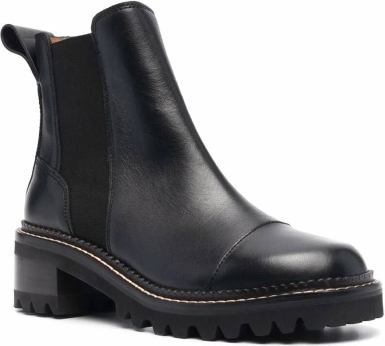 See by Chloé Zwarte leren Mallory Bootie Black Dames