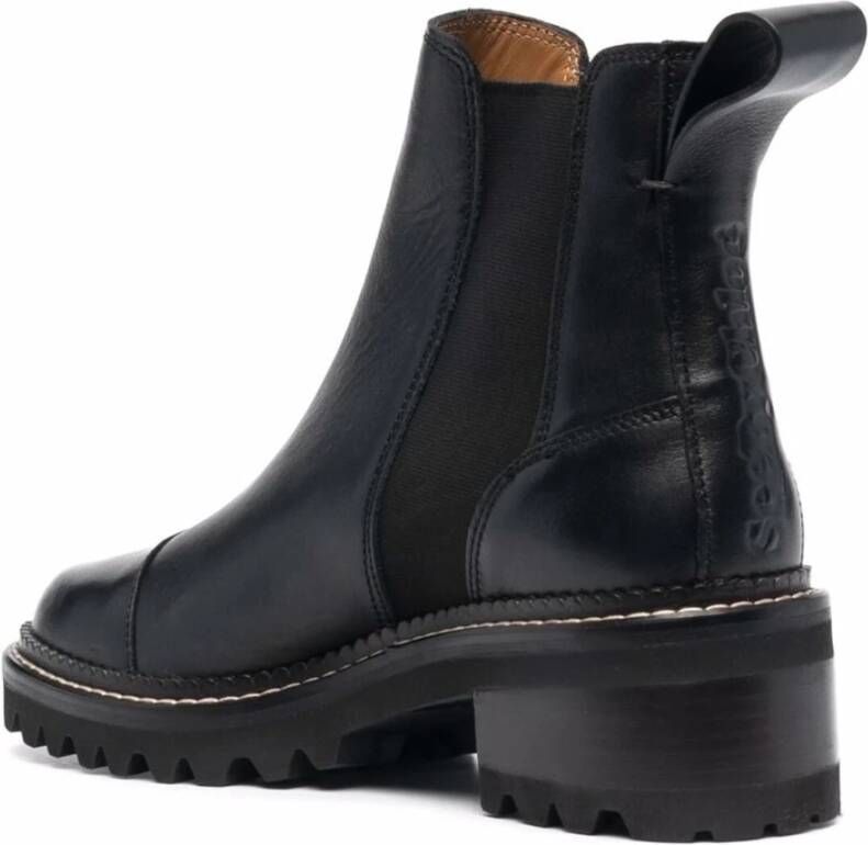 See by Chloé Zwarte leren Mallory Bootie Black Dames