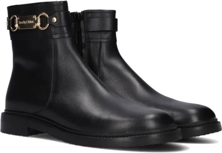 See by Chloé Zwarte Signature 1.1 Enkellaarzen Black Dames