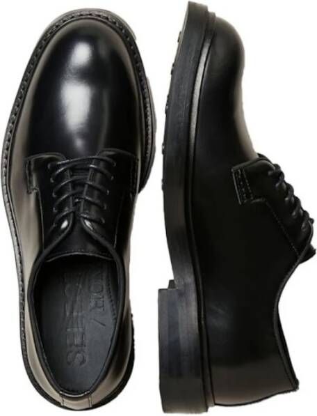 Selected Homme Leren Blucher Schoenen Black Heren