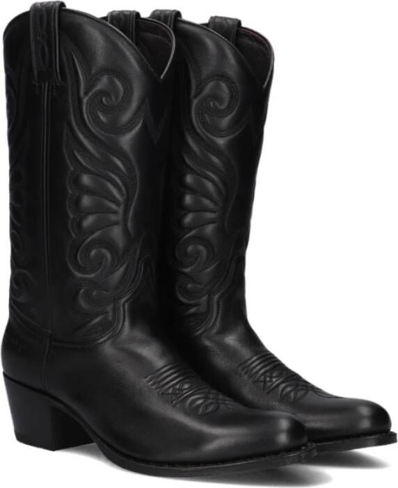 Sendra Zwarte Cowboy Laarzen met Vlam Steek Black Dames