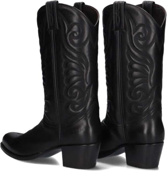 Sendra Zwarte Cowboy Laarzen met Vlam Steek Black Dames