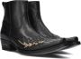 Sendra Zwarte Leren Cowboy Laarzen met Vlam Patroon Black Heren - Thumbnail 8