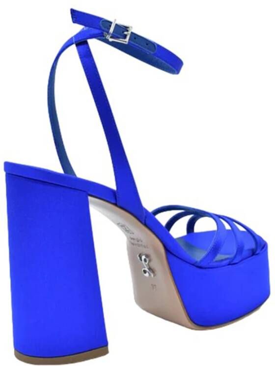 Sergio Levantesi Blauwe Zijden Plateau Sandalen Blue Dames