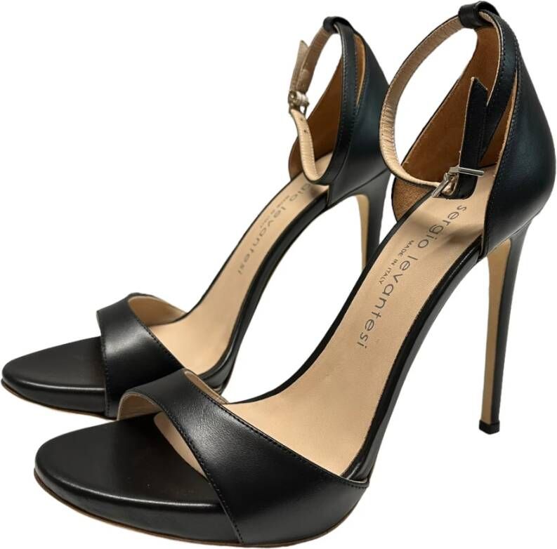 Sergio Levantesi Enkelband Leren Sandalen Black Dames