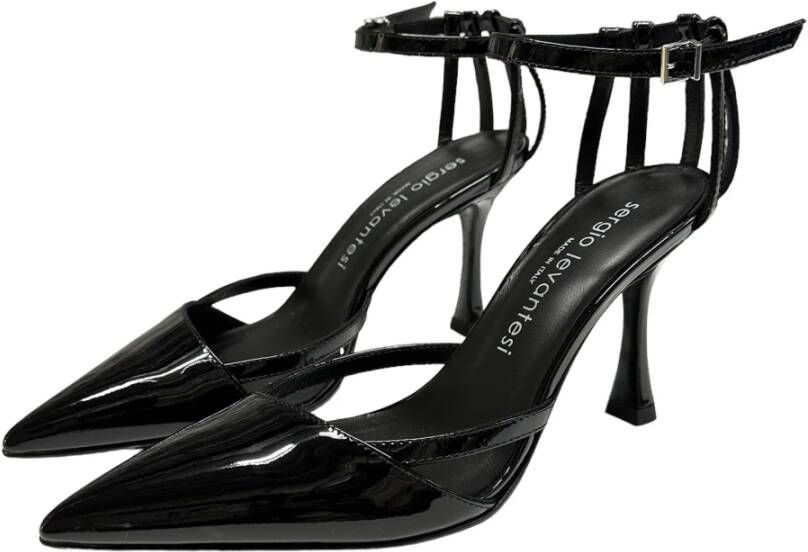 Sergio Levantesi Enkelband Patent Sandalen 10cm Hak Black Dames