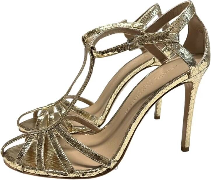 Sergio Levantesi Gelamineerde leren stiletto sandalen Yellow Dames