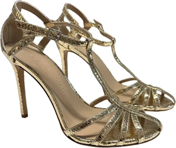 Sergio Levantesi Gelamineerde leren stiletto sandalen Yellow Dames