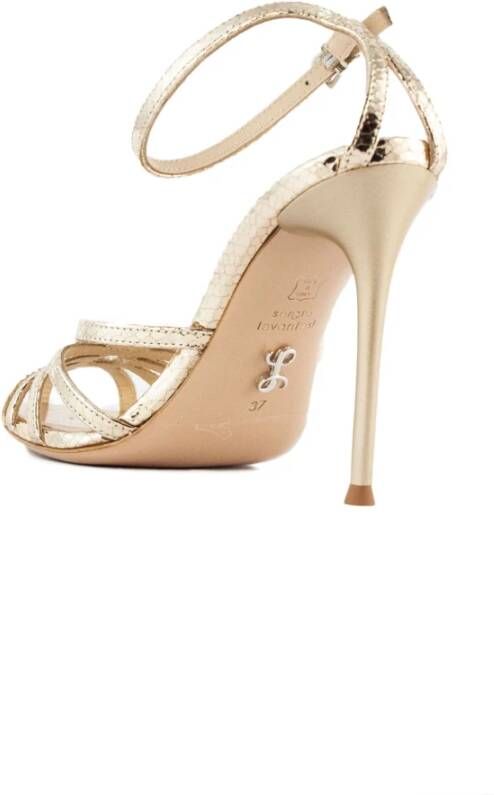 Sergio Levantesi Gouden Hoge Hak Gevlochten Sandalen Beige Dames