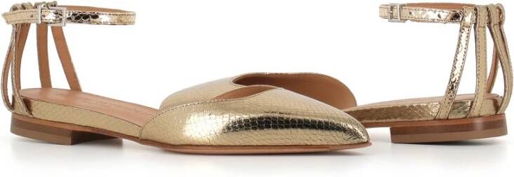 Sergio Levantesi Gouden Python Enkelband Ballet Flats Beige Dames