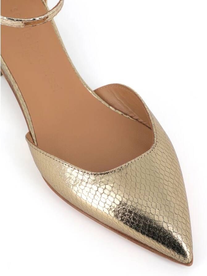 Sergio Levantesi Gouden Python Enkelband Ballet Flats Beige Dames