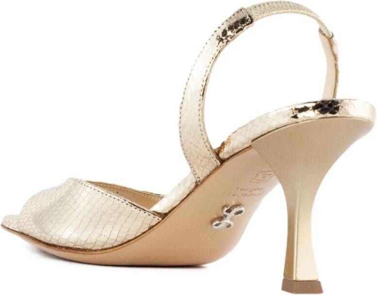 Sergio Levantesi Gouden Reptielenprint Sandalen Beige Dames